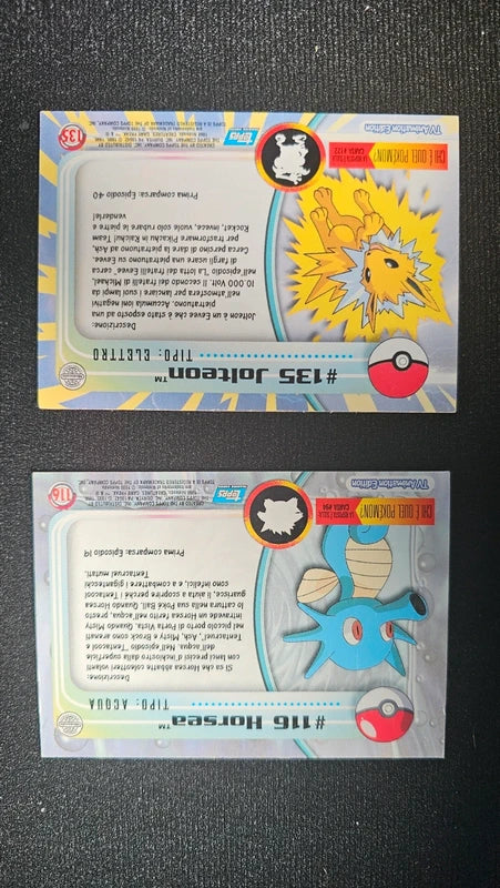 Pokèmon - Horsea - 116 - Holo - Topps Excelent Jolteon - 135 - Holo - topps
